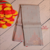 borderless-blueish-grey-colour-body-with-copper-zari-temple-butta-with-contrast-blouse