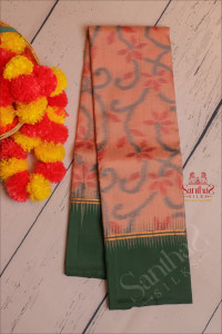 pastel-peach-colour-pochampally-body-with-contrast-blouse-border