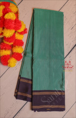 BLUE COLOUR BODY WITH GOLDEN ZARI STRIPS WITH CONTRAST BLOUSE & BORDER