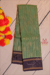 amazon-green-colour-body-with-golden-zari-embosed-with-contrast-blouse-border