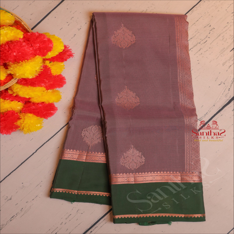 LILAC COLOUR BODY WITH COPPER ZARI BUTTA WITH CONTRAST BLOUSE & BORDER