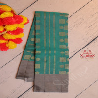 pine-green-colour-body-with-golden-zari-butta-with-contrast-blouse-border