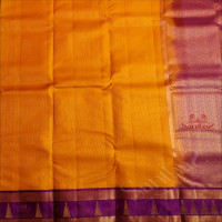 MANGO YELLOW COLOUR BODY WITH VAIRA OOSI PATYTERN STRIPS AND CONTRAST PALLU & BLOUSE