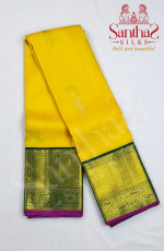 Lemon Yellow Color Pure Silk Saree with Korvai Green Border