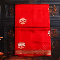 blood-red-colour-raw-mango-saree-with-zari-butta-with-self-blouse