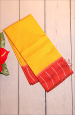 JUTE COTTON IN MANGO YELLOW COLOUR WITH CONTRAST COLOUR PALLU & BLOUSE