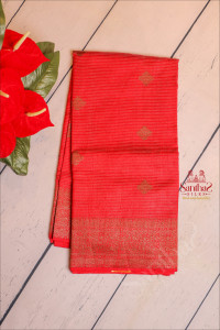 red-colour-raw-silk-saree-with-golden-zari-butta-with-self-blouse-border