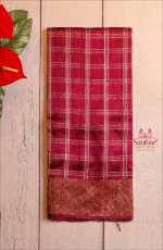 MULBERRY PURPLE COLOUR RAW SILK CHECKED SAREE WITH SELF BLOUSE & BORDER