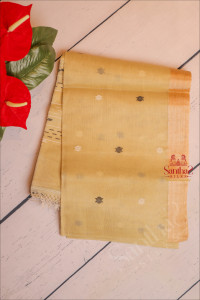 beige-colour-organza-saree-body-with-white-black-thread-buttas-and-self-colour-pallu-blouse