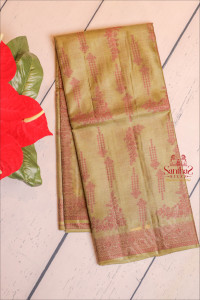 olive-green-colour-tussar-saree-with-megenta-colour-thread-motifs-and-self-colour-pallu-blouse