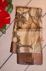 SANDAL COLOUR TUSSAR SAREE WITH HAND PAINTED WITH SELF BLOUSE