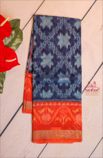 NAVY BLUE COLOUR BODY WITH POCHAMPALLY DESIGN AND CONTRAST PALLU & BLOUSE