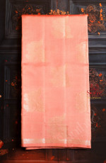  PEACH COLOUR CHINAYA SAREE WITH SILVER ZARI FLORAL BUTTA WITH SELF BLOUSE