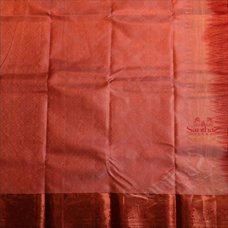 BABY PINK COLOUR BODY WITH JACQUARD FLORAL EMBOSED WITH CONTRAST BLOUSE & BORDER