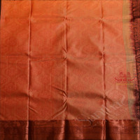 PARFAIT PEACH COLOUR BODY WITH JACQUARD FLORAL EMBOSED WITH CONTRAST BLOUSE & BORDER