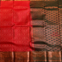 BRIGHT PINK COLOUR BODY WITH JACQUARD FLORAL EMBOSED WITH CONTRAST BLOUSE & PALLU