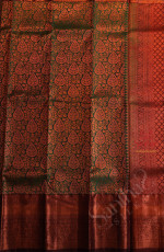 GREEN COLOUR BODY WITH JACQUARD FLORAL EMBOSED WITH CONTRAST MAROON BLOUSE & BORDER