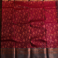 PURPLE COLOUR BODY WITH JACQUARD FLORAL EMBOSED WITH CONTRAST BLOUSE & BORDER