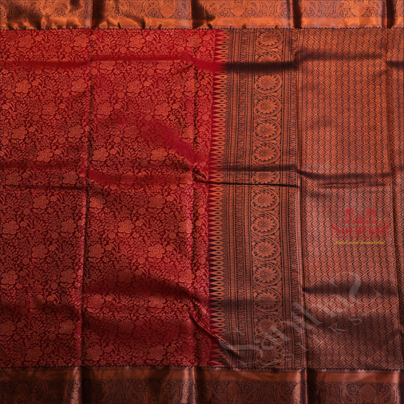 BEETROOT PURPLE COLOUR BODY WITH JACQUARD FLORAL EMBOSED WITH CONTRAST BLOUSE & BORDER