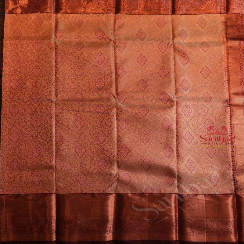 PASTEL VIOLET COLOUR BODY WITH JACQUARD FLORAL EMBOSED WITH CONTRAST BLOUSE & BORDER