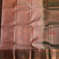 GREY COLOUR BODY WITH JACQUARD FLORAL EMBOSED WITH CONTRAST BLOUSE & BORDER