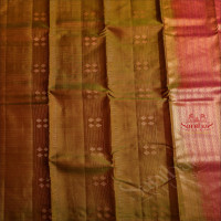 OLIVE GREEN COLOUR BODY WITH GOLDEN ZARI STRIPS & BUTTAS AND CONTRAST PALLU & BLOUSE