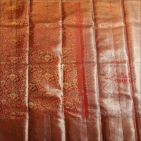 LIGHT RED COLOUR BODY WITH JACQUARD FLORAL EMBOSED WITH CONTRAST BLOUSE & BORDER