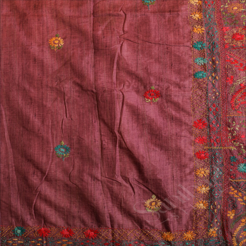 SEMI TUSSAR SAREE WITH LAMBANI WORK IN LIGHT PURPLE COLOUR