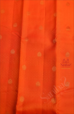 ORANGE COLOUR BODY WITH GOLDEN ZARI BUTTAS AND CONTRAST PEACOCK BLUR PALLU & BLOUSE