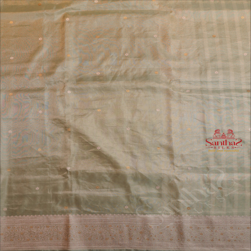 SATIN KHATAN PURE BANARAS SAREE IN TEA GREEN COLOUR
