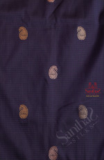 PURE BANARAS SILK SAREE IN NAVY BLUE COLOUR WITH CONTRAST PALLU & BLOUSE