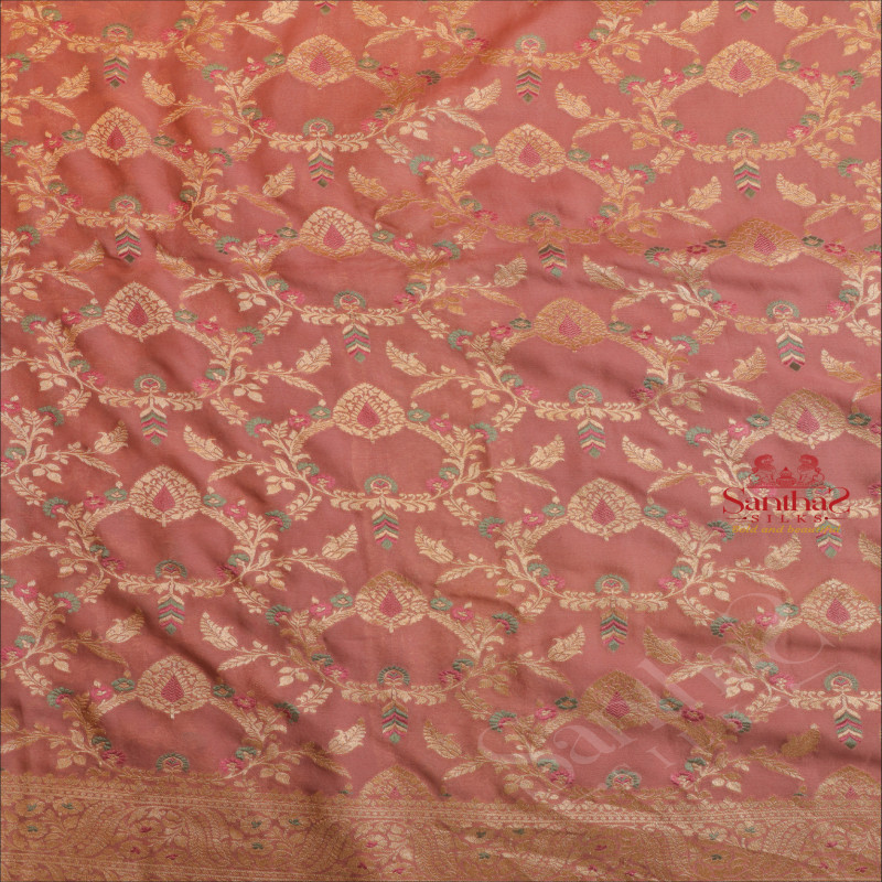 GEORGETTE BANARAS SAREE IN LIGHT PURPLE COLOUR WITH SELF COLOUR BLOUSE