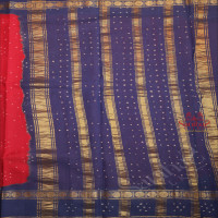 HAND KNOTTED PURE SUNGUDI COTTON SAREE IN RANI PINK COLOUR