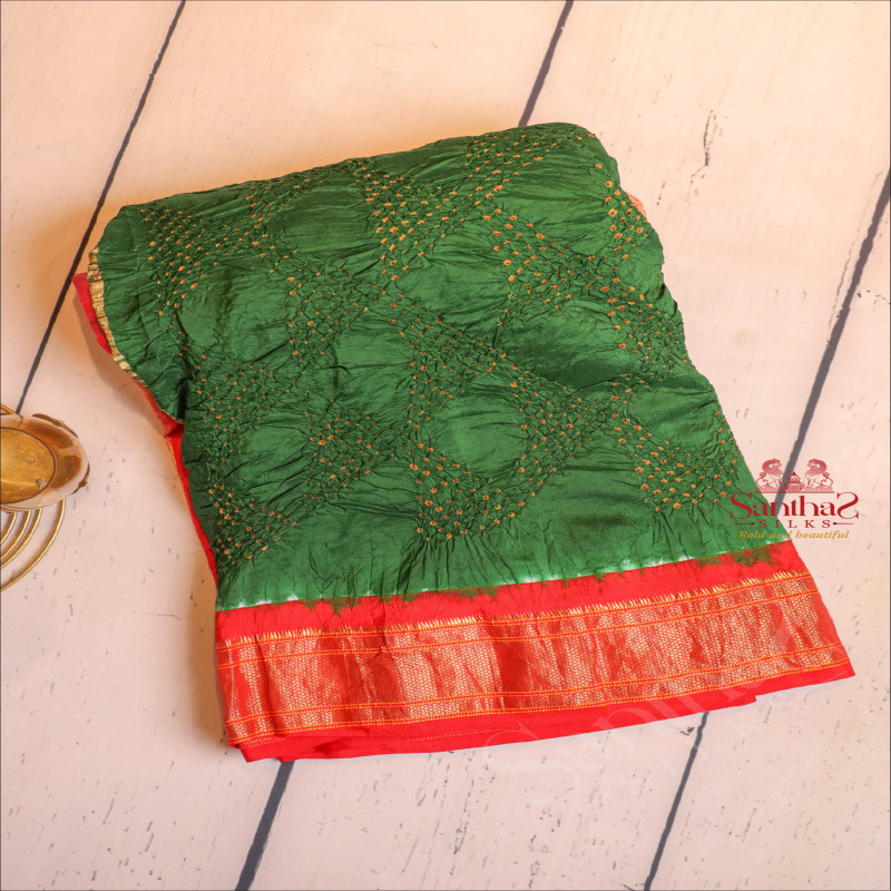 GREEN COLOUR BANDHANI SAREE