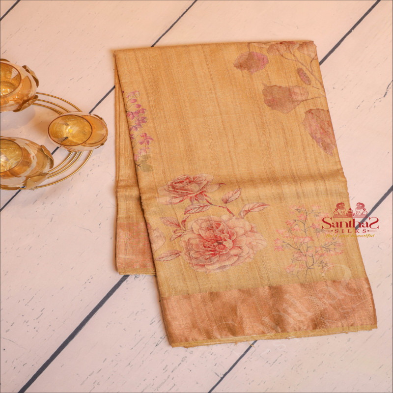 LIGHT BROWN COLOUR TUSSAR SAREE