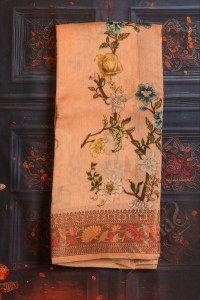 banaras-cotton-saree-in-peach-colour-with-floral-printed