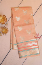 PEACH COLOUR BANARASI COTTON SAREE