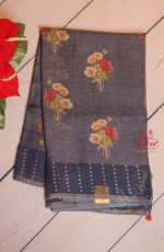 NAVY BLUE COLOUR ORGANZA TISSUE SAREE