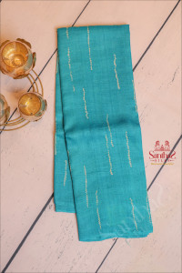 tussar-saree-in-borderless-true-blue-colour-with-self-blouse