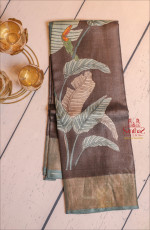 COFFEE BROWN COLOUR TUSSAR SAREE