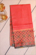 RED COLOUR TUSSAR SAREE