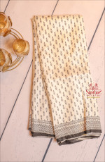 OFF WHITE COLOUR PRINTED SILK SAREE