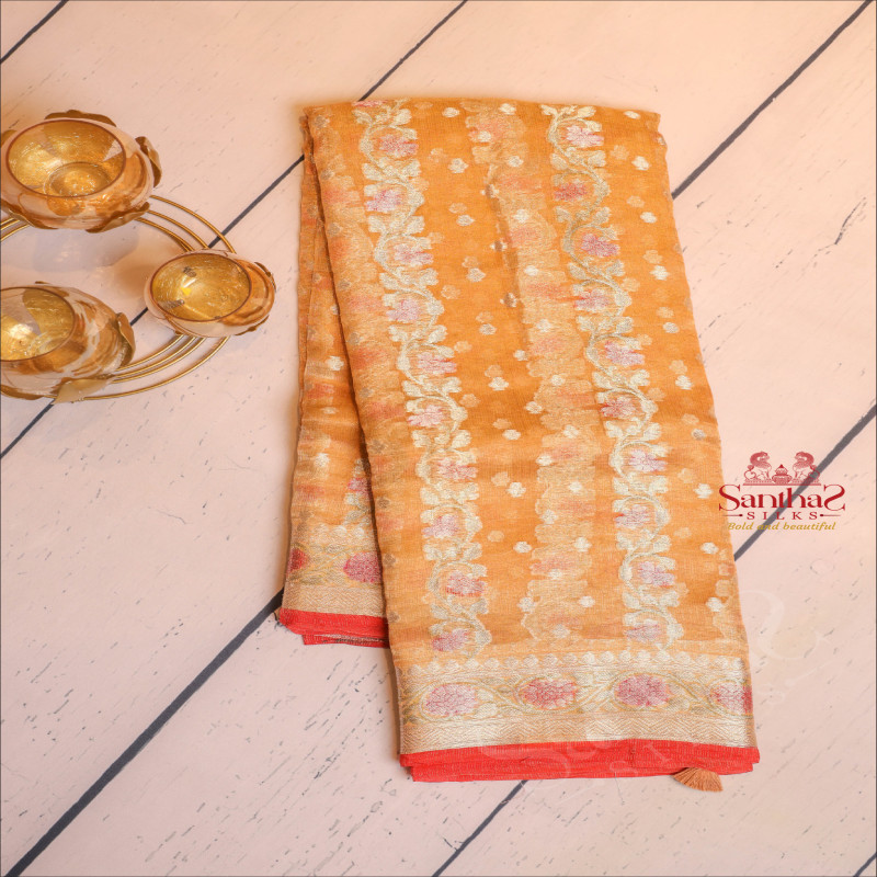 GOLDISH ORANGE COLOUR ORGANZA TISSUE