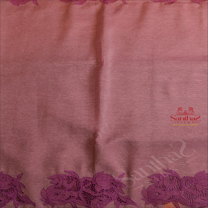 CRUSH MATERIAL SAREE WITH CUT WORK EMBORIDERY IN VIOLET COLOUR