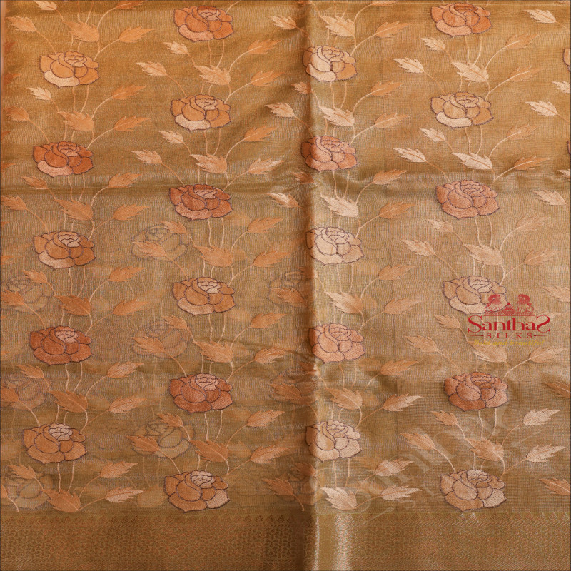 KOTA TISSUE SAREE IN LIME GREEN COLOUR WITH FLORAL EMBORIDERY WORK