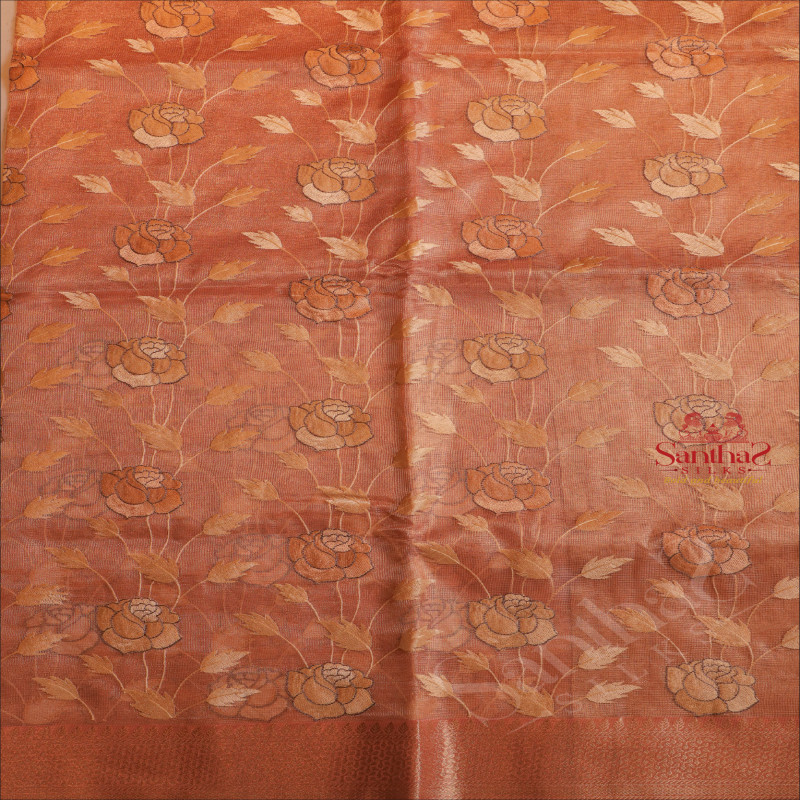 KOTA TISSUE SAREE IN PINK COLOUR WITH FLORAL EMBORIDERY WORK