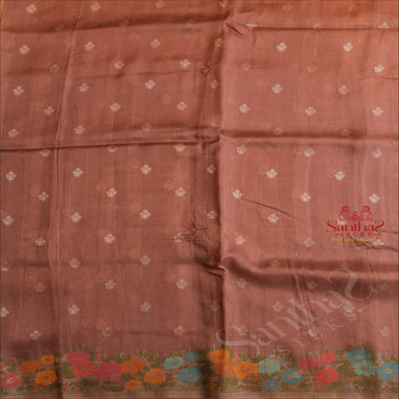 SEMI BANARAS SAREE IN OPERA MAUVE WITH FLORAL WEAVING DESIGN