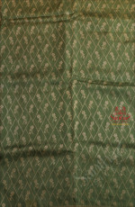 SEMI BANARAS SAREE IN MIDDLE GREEN WITH FLORAL & DIAMOND SHAPE WEAVING DESIGN