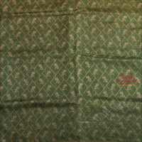 SEMI BANARAS SAREE IN MIDDLE GREEN WITH FLORAL & DIAMOND SHAPE WEAVING DESIGN