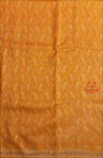 SEMI BANARAS SAREE IN MUSTARD YELLOW WITH FLORAL & DIAMOND SHAPE WEAVING DESIGN